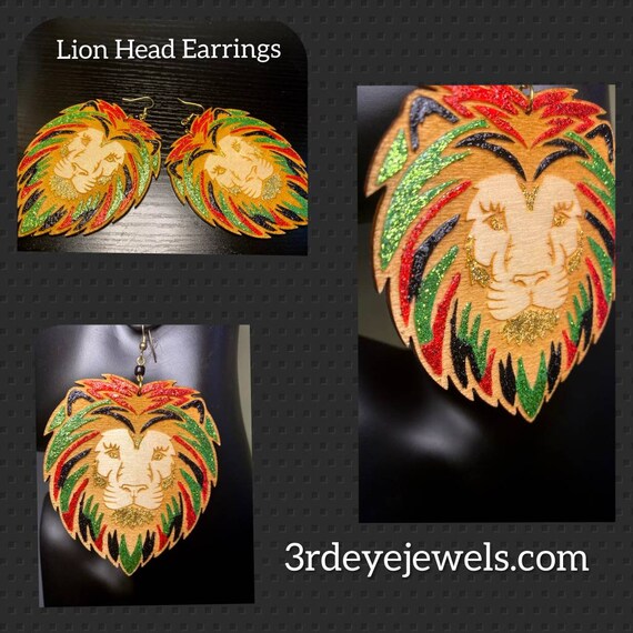 RBG Bling:  Lion Head Earrings