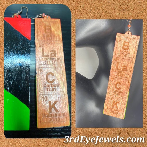 Large: The Black Periodic Elements Dangle Earrings