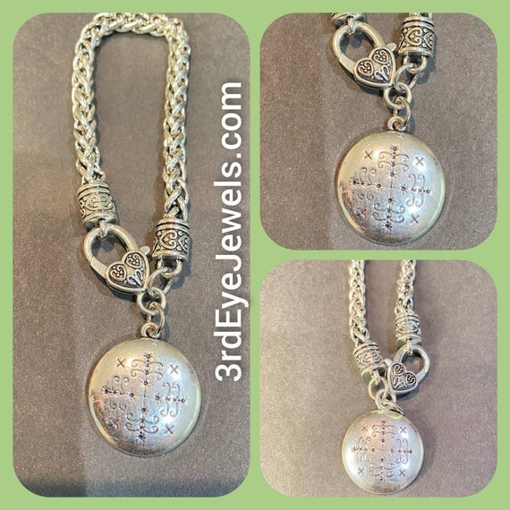Silver Tone Bracelet With Papa Legba's Veve Charm