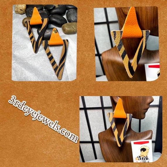 Exotic Animal Print Faux Leather Post Back Fashion Earrings