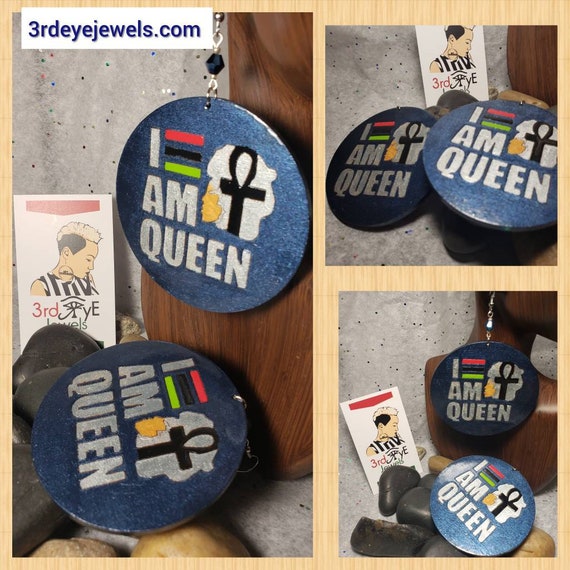 I AM Queen:  Hand painted midnight blue, silver and RBG colors.