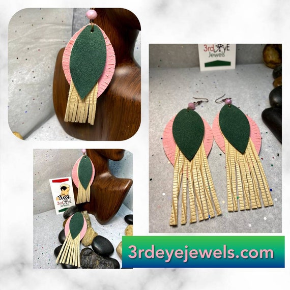 Handmade Abstract Tassel Vegan/Faux Leather Earrings