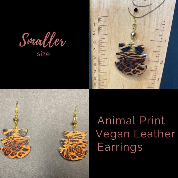 Handmade:  Animal Print Vegan Leather Earrings (Smaller Size)