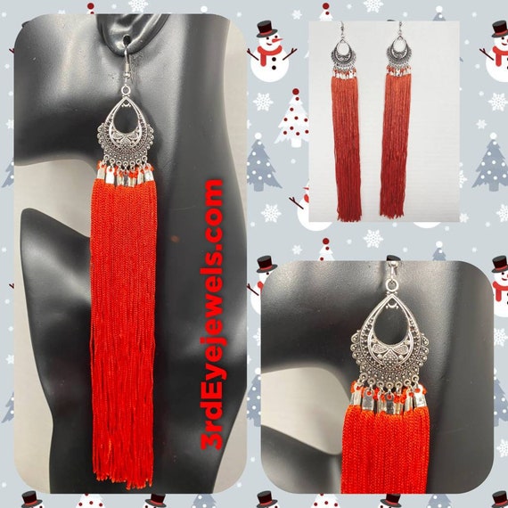 Handmade: Hot-Rod Red Tassel Earrings