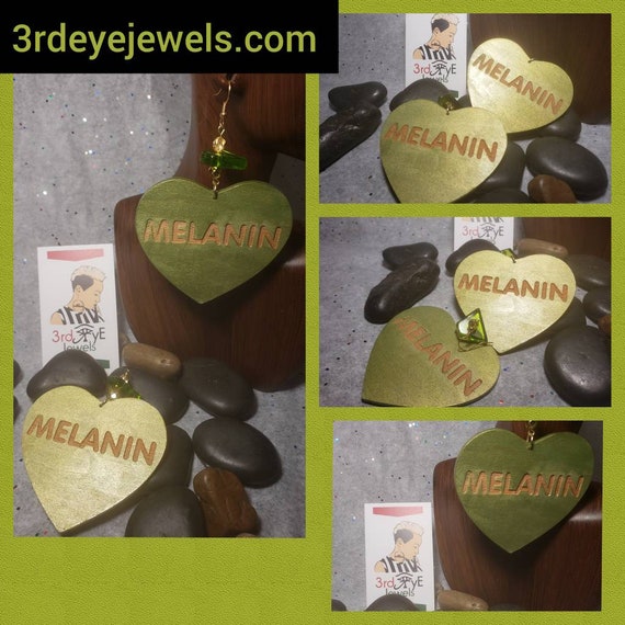 Melanin Heart Hand painted Earrings