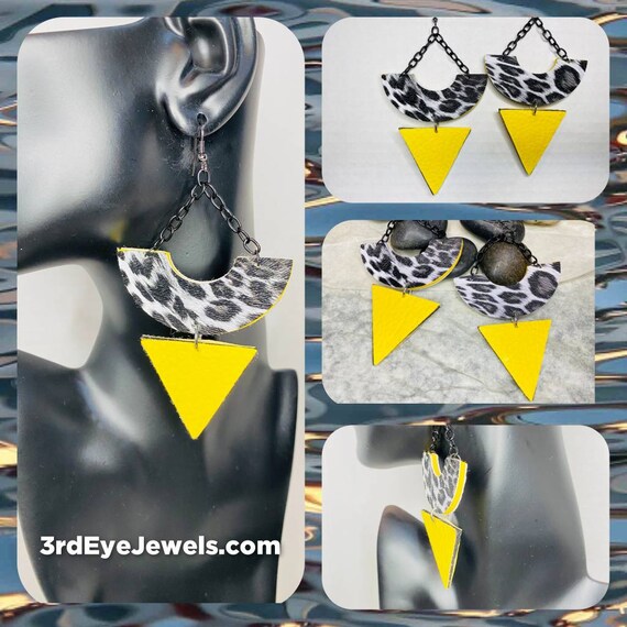 Exotic Vegan Leather, Animal Print, Swing Earrings!