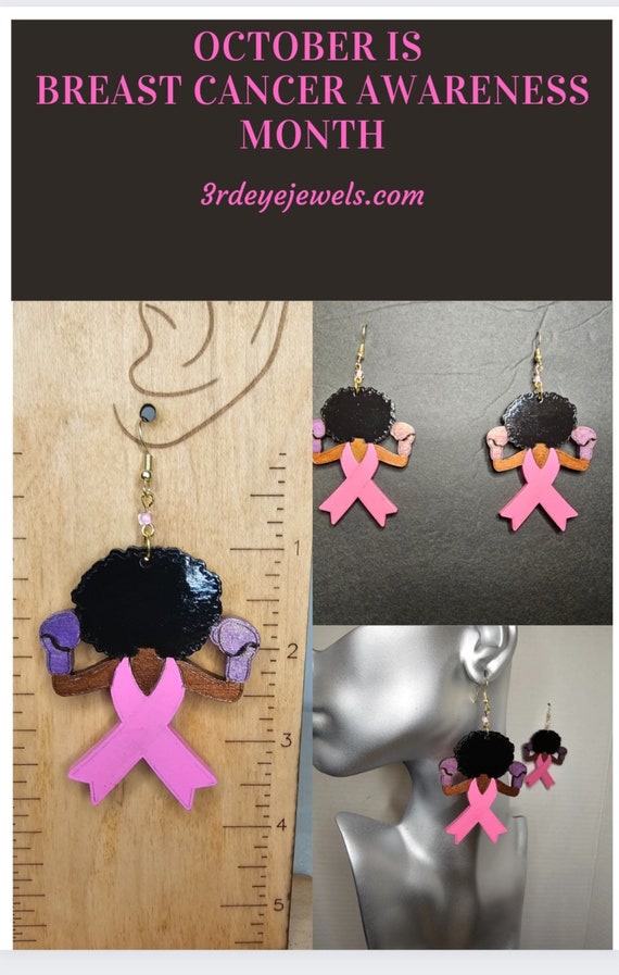 Afro Chic Fighter:  Breast Cancer Awareness Earrings