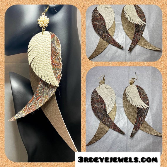 Exotic Bird Feather/Angel Wings Dangle Earrings