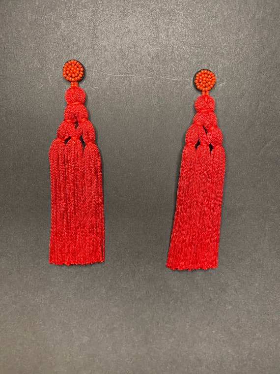 Trendy Red Hot Tassel Dangle Earrings
