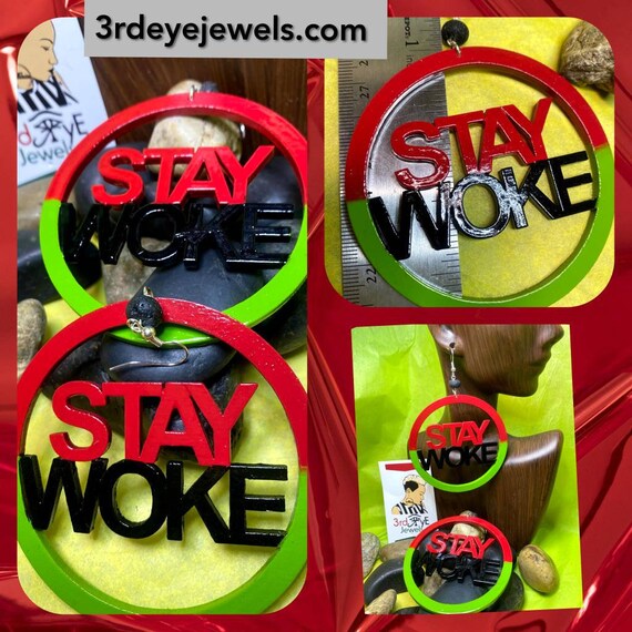 Hand Painted RBG Stay Woke Earrings