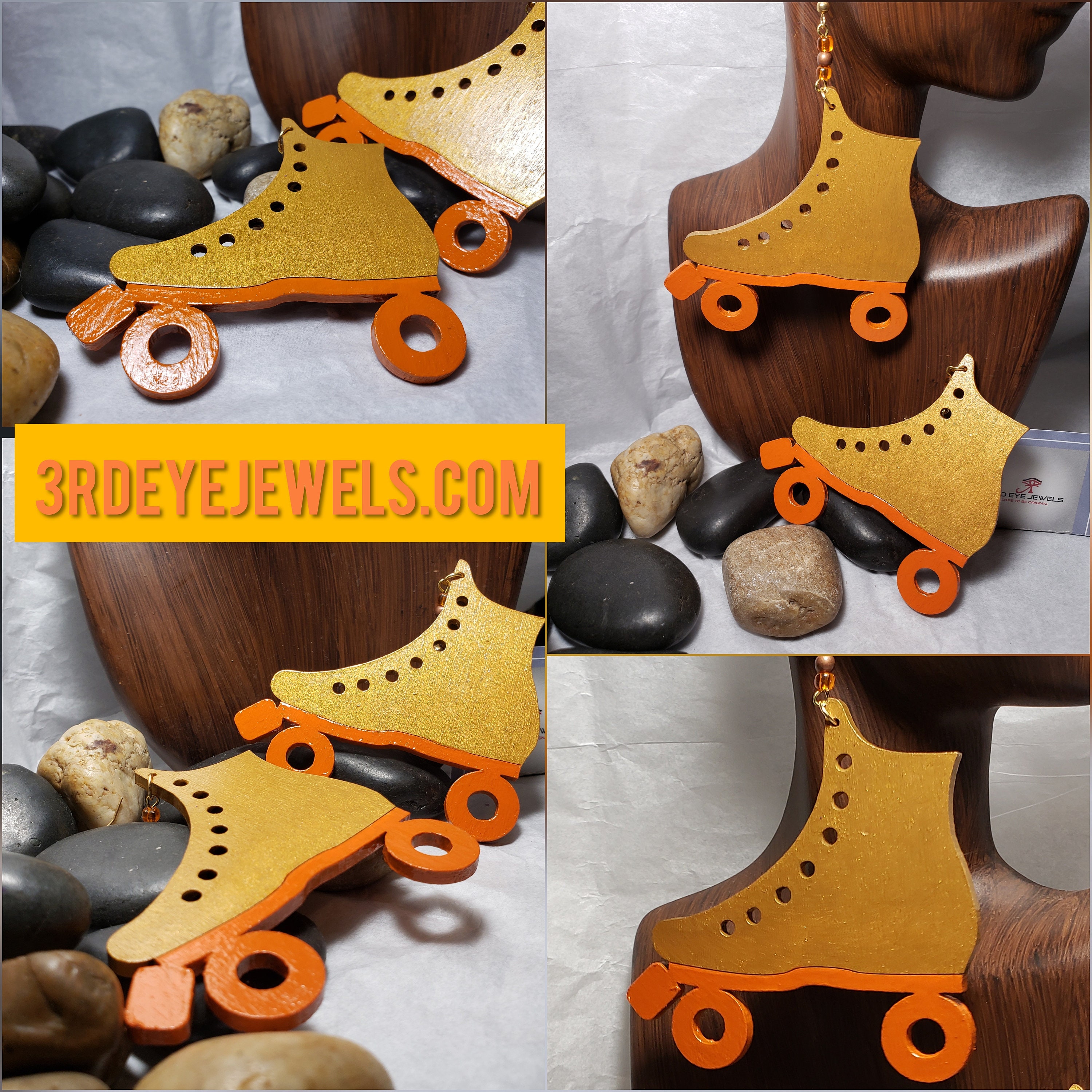 Hand Painted Roller Skate Earrings Quad Skates