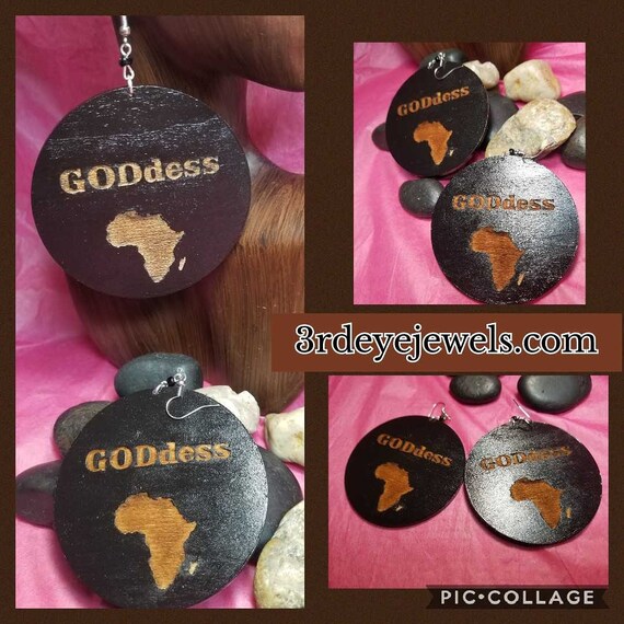 Hand painted black GODdess Earrings