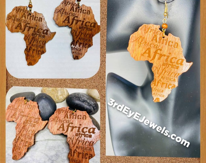 The Motherland:  Hand stained, Africa Dangle Earrings
