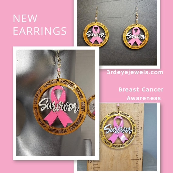 Survivor:  Breast Cancer Awareness Earrings