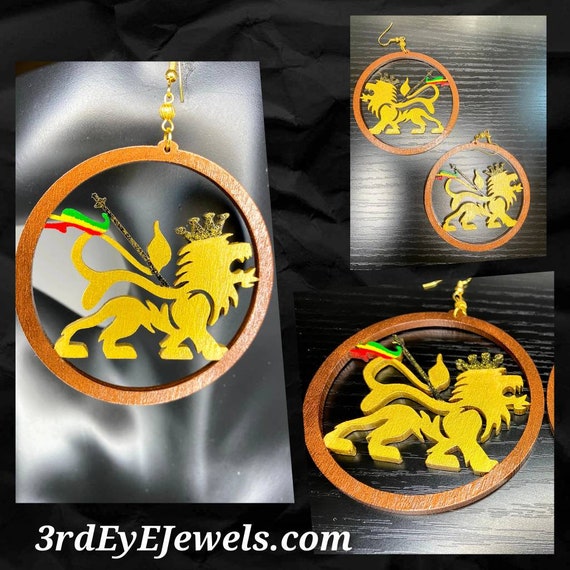 Rasta Lion Hoop Earrings