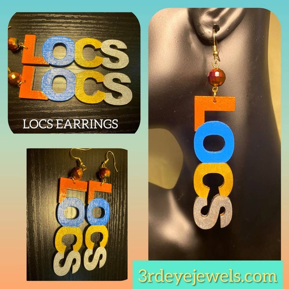LOCS:  Hand painted, multi-color dangle earrings