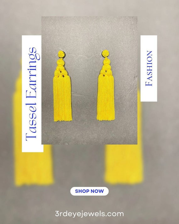 Trendy Yellow Tassel Dangle Earrings