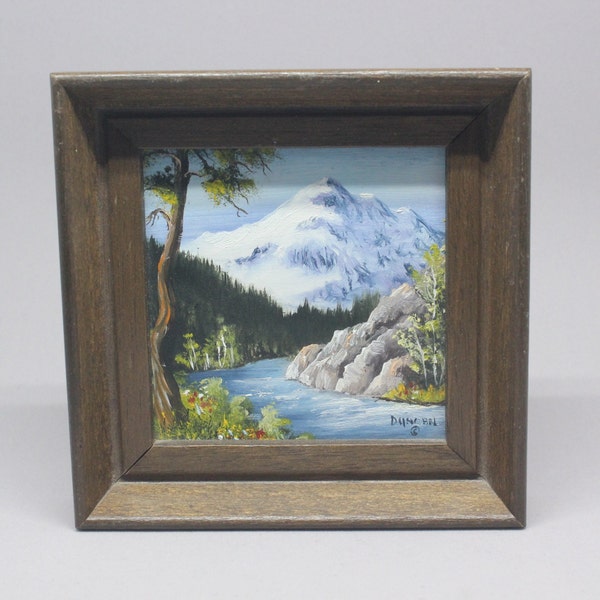 Original Framed Colorado Mountain Scene Miniature Signed Landscape Painting