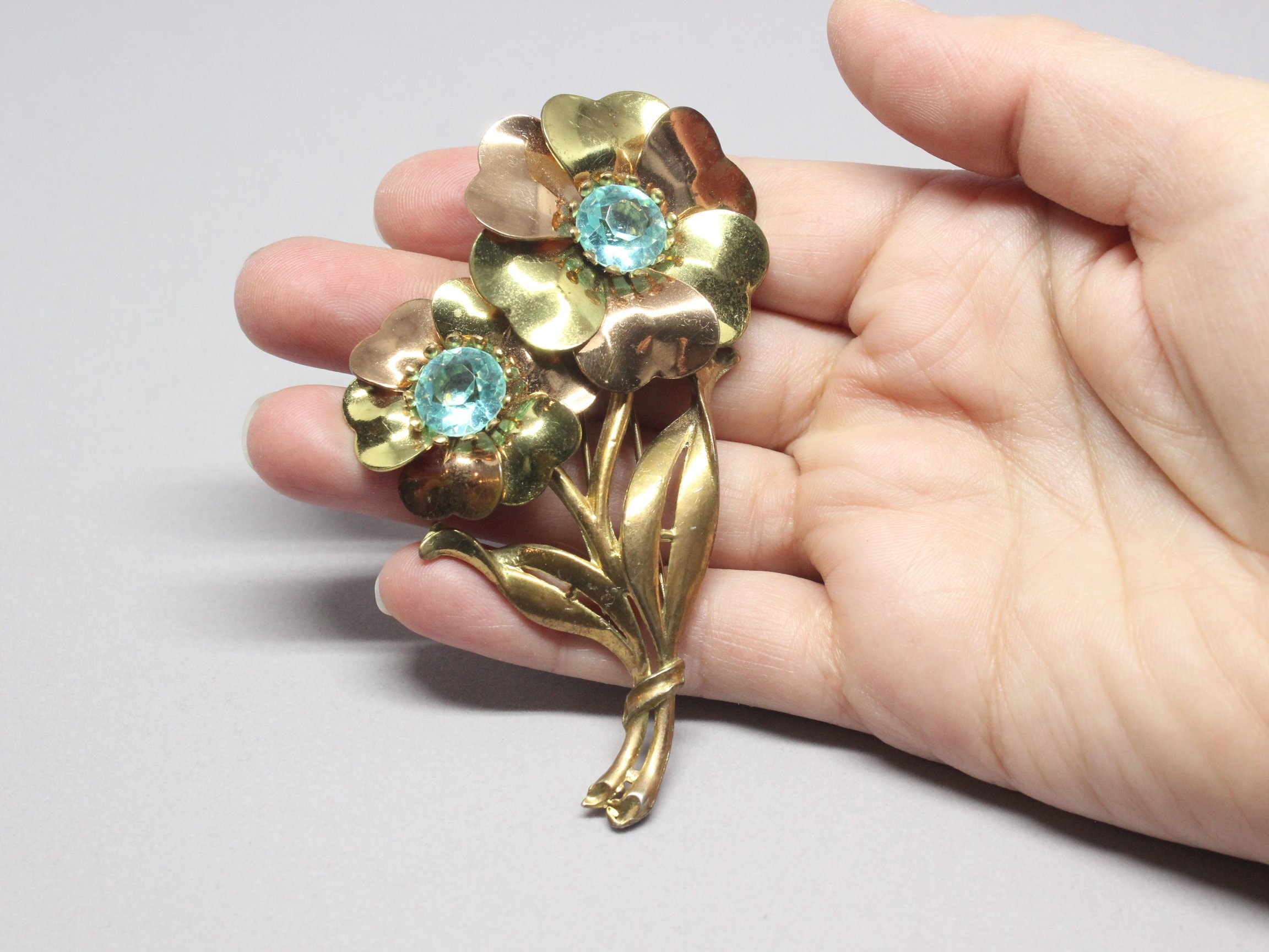 ブローチ・コサージュ VINTAGE HOLLYWOOD Double Clip Brooch BMR692 Trabert & Hoeffer Mauboussin Retro Ruby and Diamond Double