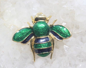 Fashion Very Realistic  Insect Black Gold Green Bumble Bee Brooch For Women