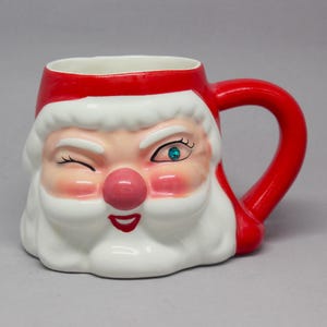 磁器　ヴィンテージ￼ サンタクロース　レア Vintage Holt Howard Winking Santa Claus Mug Green Jeweled Eye Red