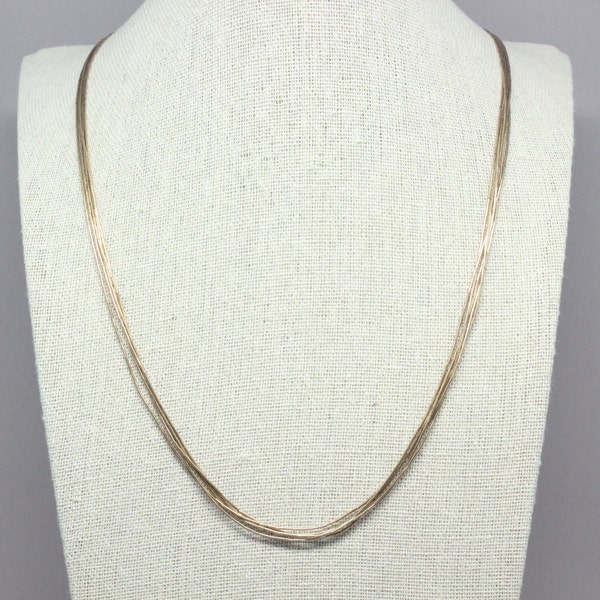 Vintage 12K Gold Filled Liquid Silver Style Five Stend 24 Inch Necklace