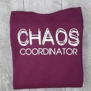 Chaos Coordinator Sweatshirt, Adult Crew neck, Sarcastic Sweatshirt, Humorous Top, Funny Sweatshirt