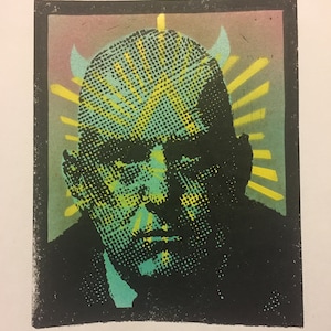 handmade print of Aleister Crowley multiple color styles look at the pics!! cult magick thelema black sabbath
