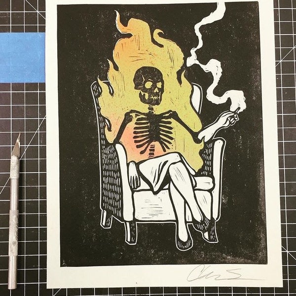 Spontaneous human combustion print lpotl mfm signed by the artist