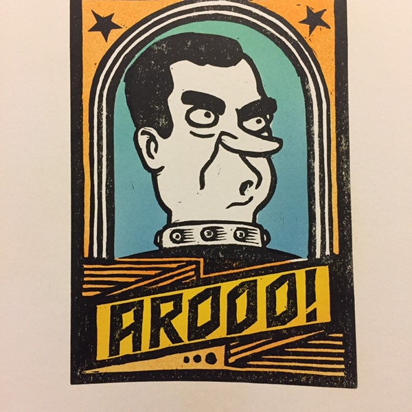 Arooo! President Nixon futurama signed handmade print Charles State