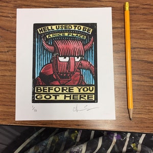 Futurama robot devil hell used to he a nice place signed print bender Matt groening simpsons