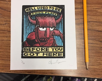Futurama robot devil hell used to he a nice place signed print bender Matt groening simpsons