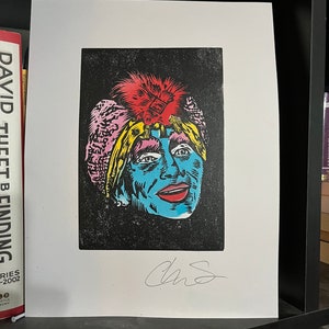 Ihr Wunsch erfüllt sich Jambi signierte Blockdruck pee wee Schablone Cartoons Karikaturen Pop-Art