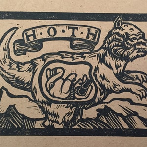Tauntaun and luke on hoth hand pulled and signed block print by Charles State