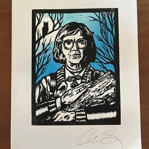 Twin peaks log lady hand pulled block print David lynch signed by artist