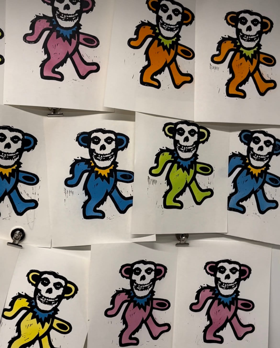 Misfits X Grateful Dead Linoleum Block Print Signed by the Artist