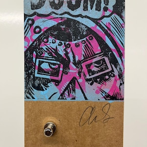 doom! pop art unique signed block print mf doom doctor Warhol Lichtenstein