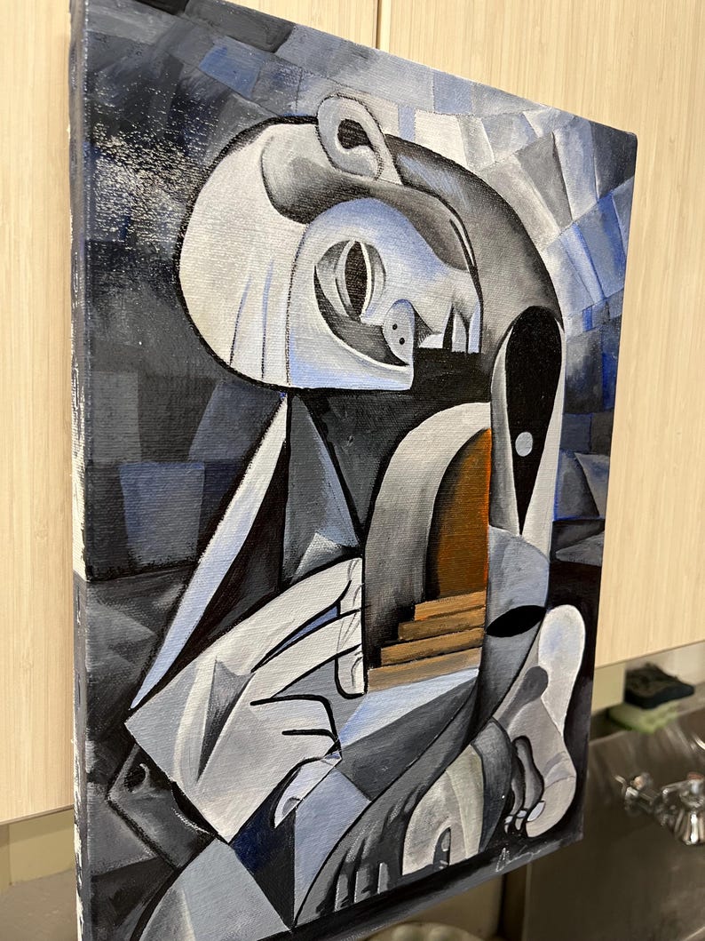 Original Abstract Painting on Canvas 10x14” Signed by the Artist Cubism ...