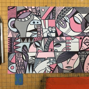 Original signed abstract painting cubism picasso braque gris