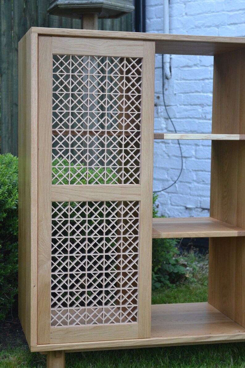 Oak Bookcase Japanese Inspired With Kumiko Sliding Etsy Ireland