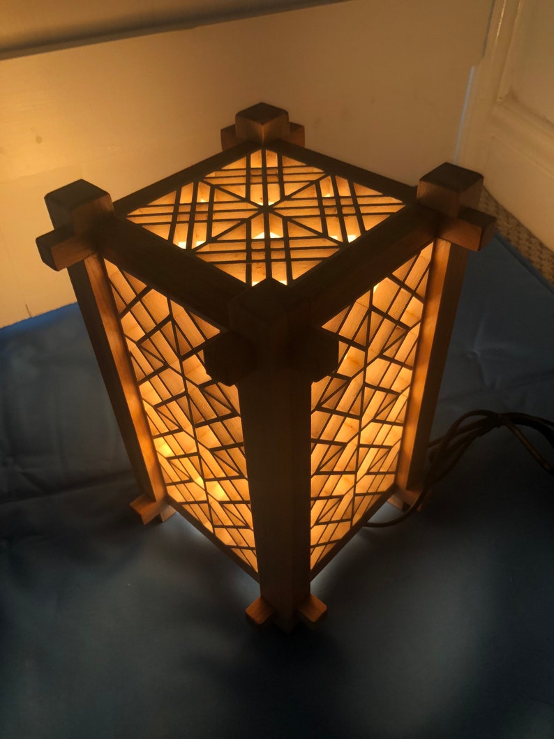 Wooden Lamp Japanese Kumiko Lantern Etsy
