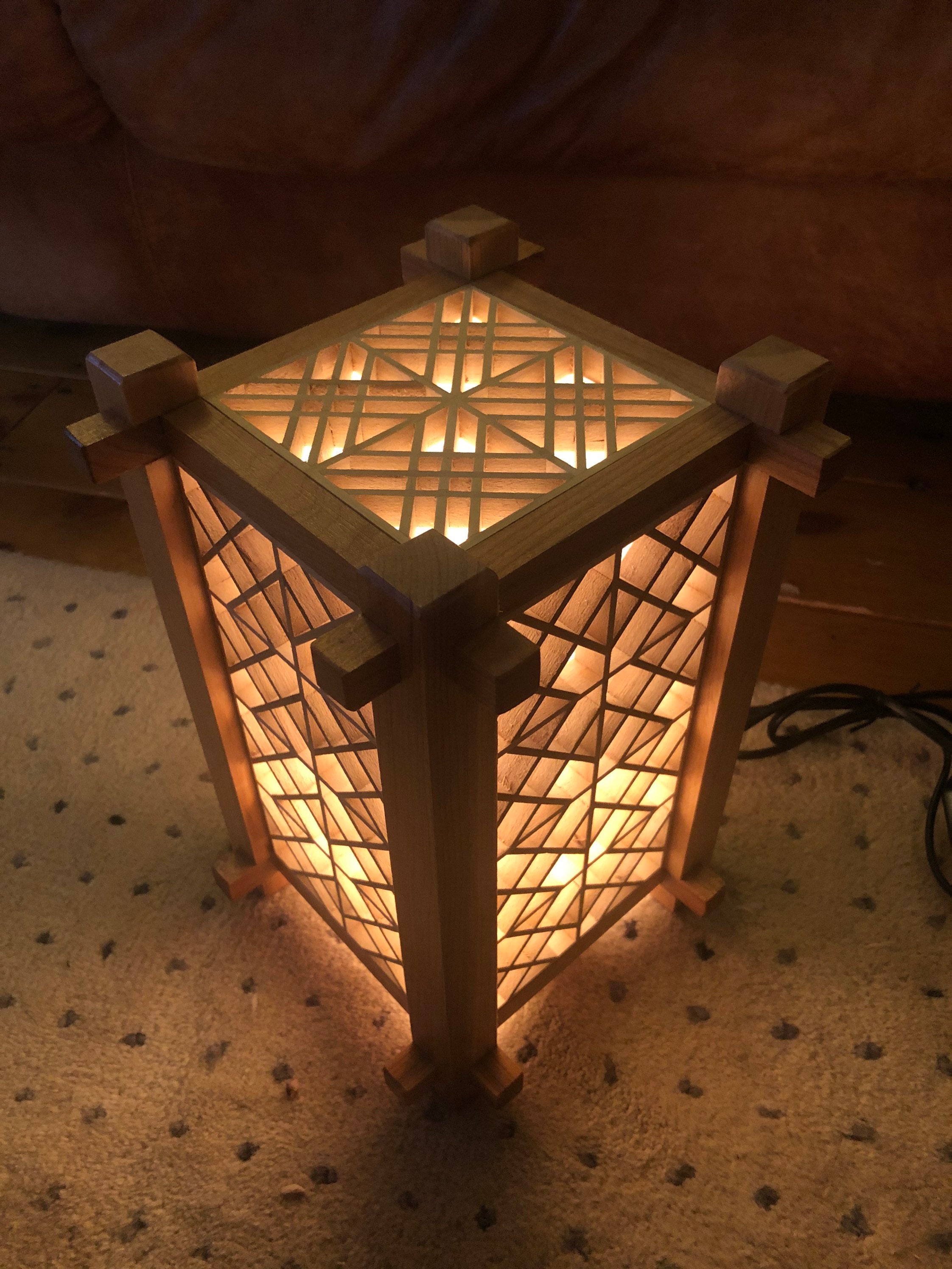 Wooden Lamp - Japanese Kumiko Lantern - Etsy Wooden Lamp - Japanese Kumiko Lantern - Etsy