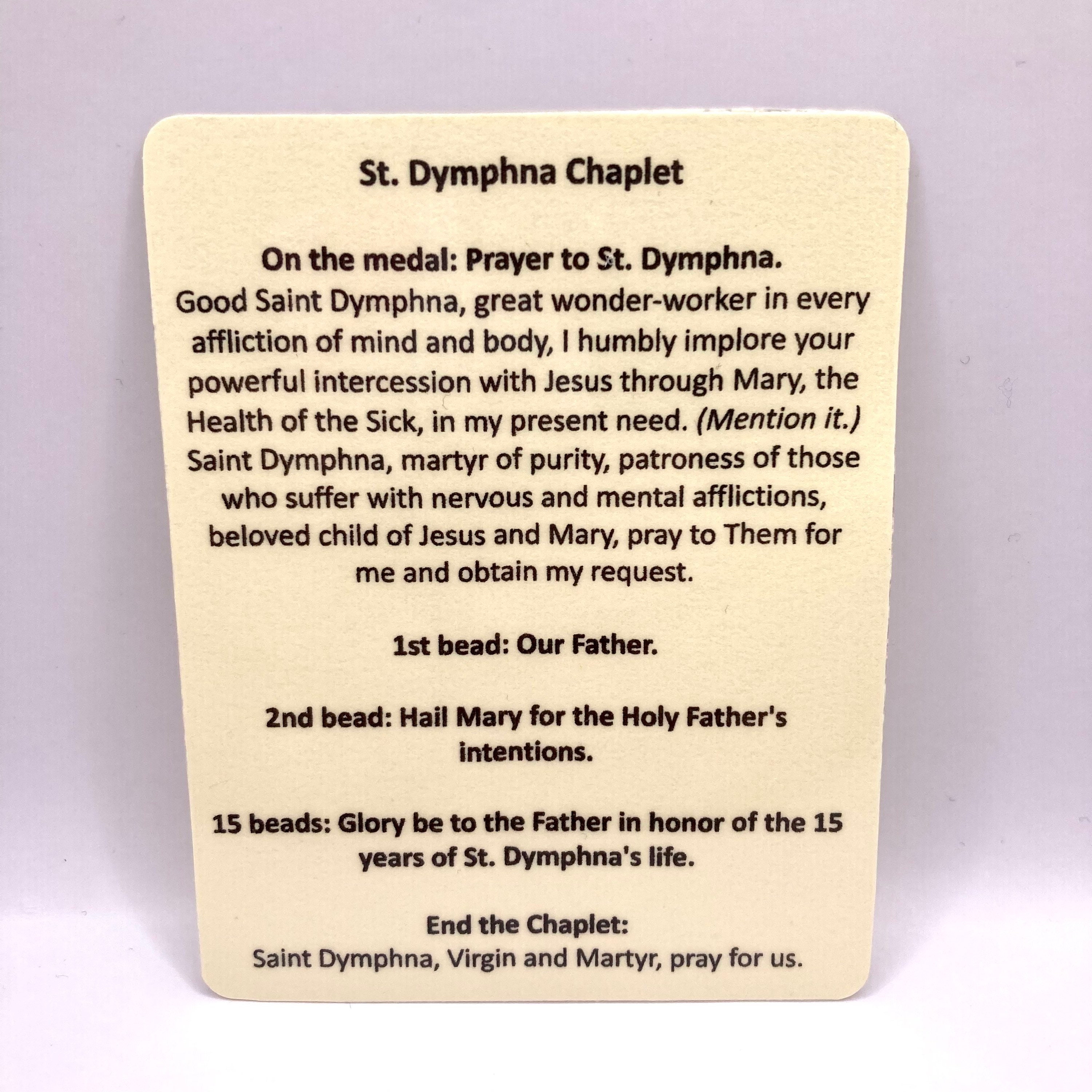 St. Dymphna (Patron of Stress, Anxiety & Mental Heath)-Relic Plastic Holy Card