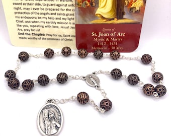 St. Joan of Arc Chaplet: Bronze Prayer Beads with Holy Card