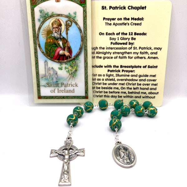 St. Patrick Prayer Chaplet w/ Laminated Holy Card & Instructions (Patron of Ireland and Missionaries)