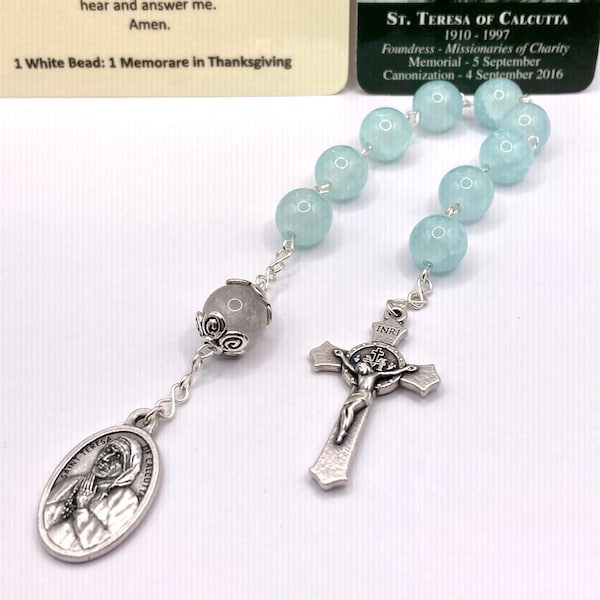 St. Teresa of Calcutta “Flying Novena” Chaplet w/ Laminated Holy Card & Instructions (Patron of Missionaries of Charity)