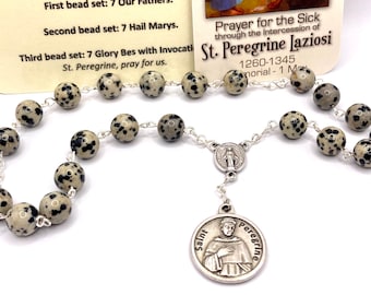 St. Peregrine Prayer Chaplet w/ Laminated Holy Card & Instructions (Patron of Cancer Patients)
