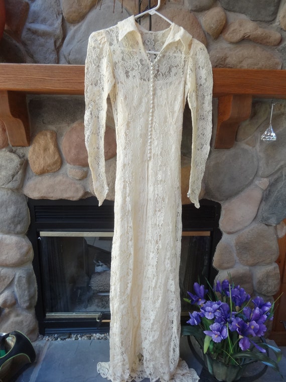 Reduced Antique Lace Satin Wedding Dress Late 1800 S Etsy