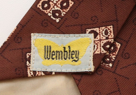 Vintage 1950-60s brown patchwork necktie/ Wembley - image 5