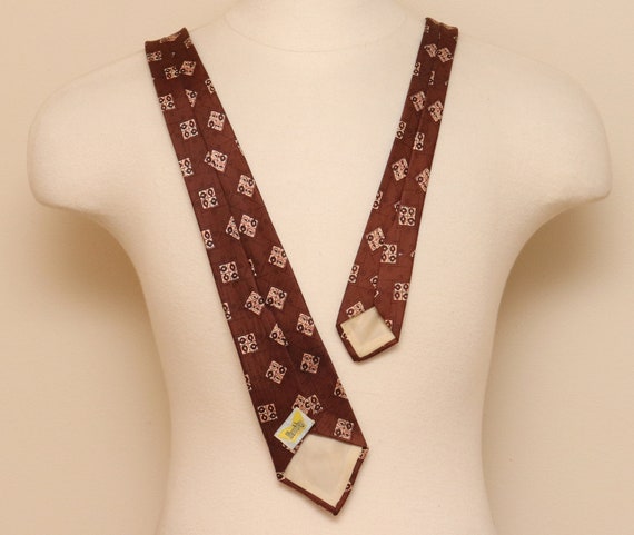 Vintage 1950-60s brown patchwork necktie/ Wembley - image 3